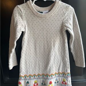 Hanna Andersson Cream Knit Dress with Green Accents